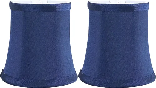 Vista 21 de Pantalla de lámpara de araña de seda sintética azul individual – forma de campana suave, ajuste de clip para bombillas de candelabro, 3.5 x 4.5 x