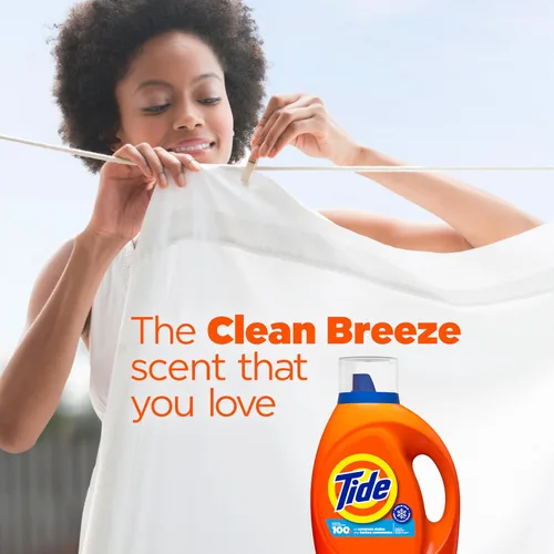 Vista 8 de Tide Detergente líquido para ropa, aroma Clean Breeze, 48 cargas, 60 onzas líquidas, funciona en el 100% de las manchas comunes