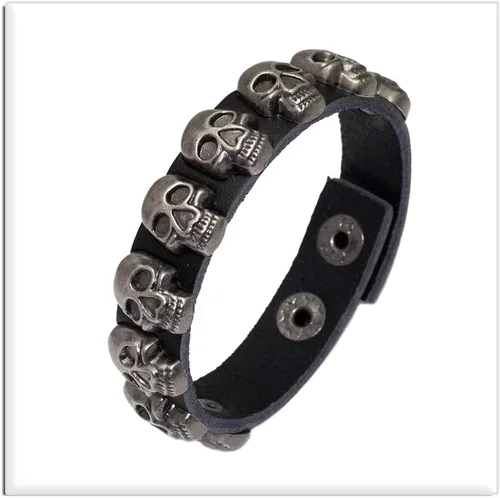 Vista 3 de Xusamss Pulsera de cuero con hebilla de aleación punk rock, muñeca de 7.5 pulgadas