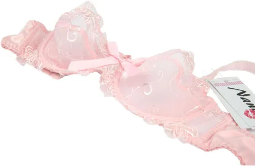 Vista 7 de Conjunto de brasier de encaje fino y transparente para mujer
