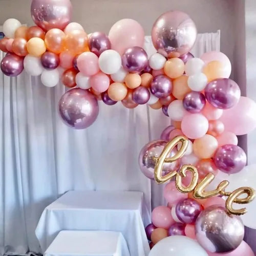 Vista 8 de Globos metálicos grandes de oro rosa de 15 pulgadas, paquete de 6 globos de tereftalato de polietileno, guirnalda de globos, globos de aluminio