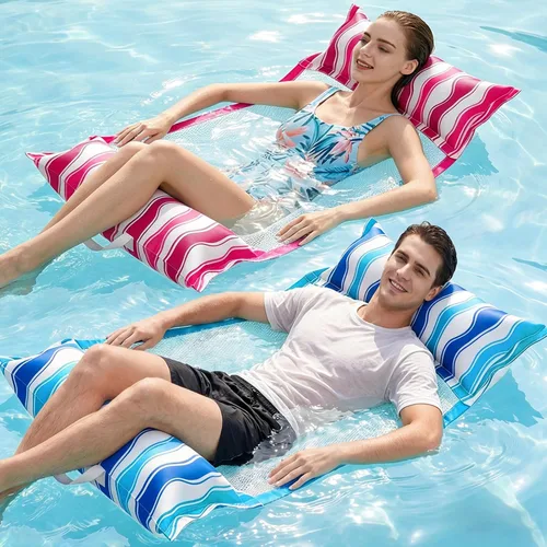 Vista 8 de Jasonwell Inflatable Pool Hammock Float - Water Hammock Pool Floaties Multi-Purpose (Saddle Lounge Chair Drifter) 4 in 1 Lake Beach Floating Azul