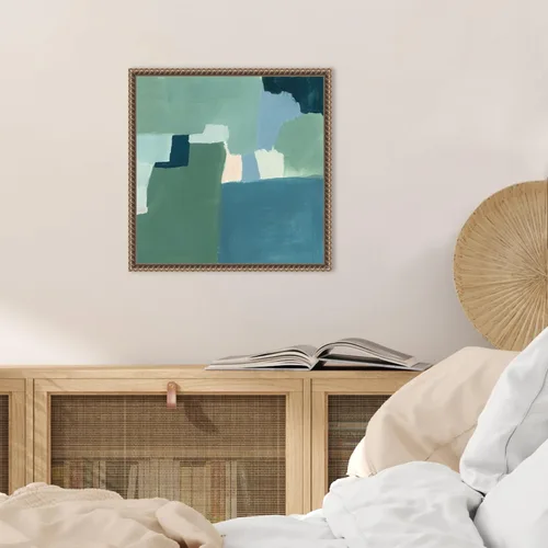 Vista 5 de Amanti Art Lienzo enmarcado para pared, 16 x 16 pulgadas, verde azulado y salvia I de Victoria Barnes, lienzo enmarcado para pared, obras de arte