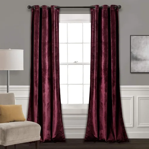 Vista 29 de Lush Decor Prima Velvet - Par de paneles de cortinas de ventana de terciopelo sólido con filtro de luz, 38" de ancho x 84" de largo, negro