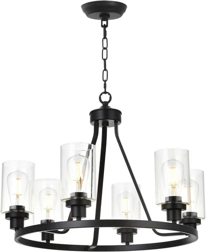 Vista 10 de MELUCEE Candelabro redondo de 6 luces de níquel cepillado con pantalla de 6 cabezales de níquel cepillado