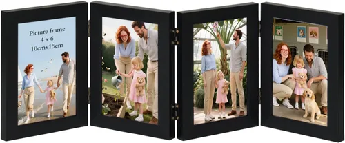 Vista 11 de Giftgarden Marco de fotos doble de 3.5 x 5 pulgadas, color marrón con pantalla de vidrio transparente, fotos de 5 x 3.5 pulgadas, marco plegable