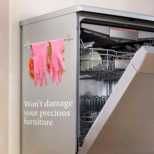 Vista 5 de TidyFriend - Toallero magnético para refrigerador, paquete de 2 toalleros ajustables, barra magnética para toallas para refrigerador, estufa