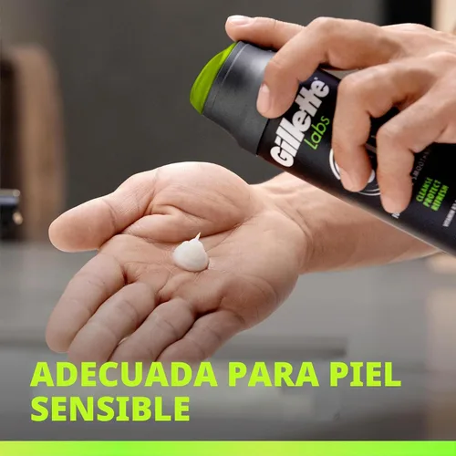 Vista 5 de Gillette Labs - Gel de afeitar espumoso rápido para hombres, sin alcohol, tinte y parabenos con vitamina B3 y algas marinas, refresca y calma