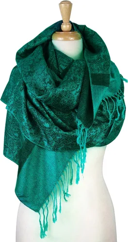 Vista 2 de PASKMLNA Estola de bufanda de pashmina jacquard de cachemira