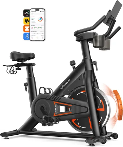 Vista 11 de Merach Bicicleta estática magnética, bicicleta estacionaria de bajo ruido para el hogar con cómodo cojín de asiento, bicicleta giratoria