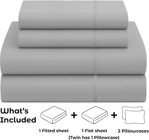 Vista 110 de Pure Bedding Juego de Sábanas Twin - Sábanas de Cama de Microfibra Ultra-Suave 1800 - Doble Cepillado - Bolsillos Profundos - Ajuste Fácil - Extra