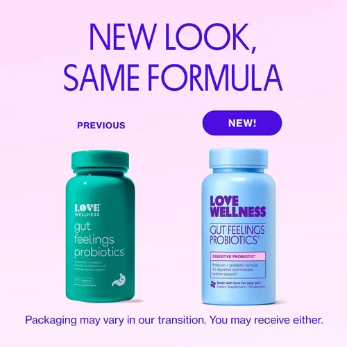 Vista 2 de Love Wellness Gut Feelings Probiótico Salud intestinal para mujeres, suplemento de alivio de la digestión y apoyo inmunológico Probiótico