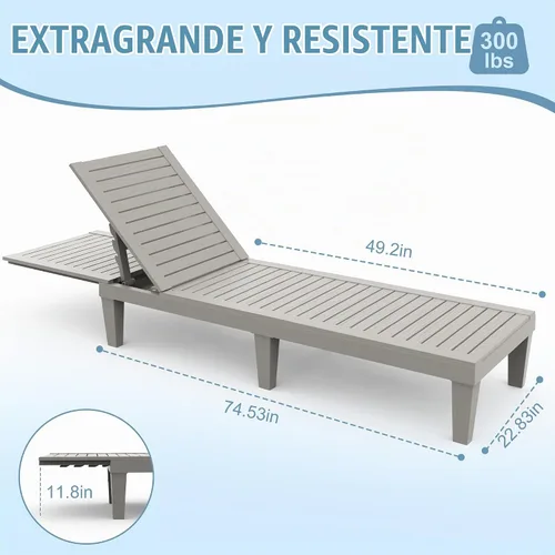 Vista 2 de EFU Sillón para exteriores, juego de 2 sillas de bronceado PP de alto