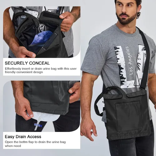 Vista 3 de Soporte para bolsa de drenaje urinario con hebilla de fijación interna correa ajustable para el hombro