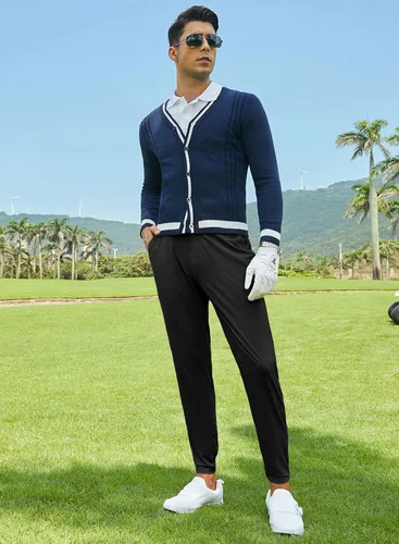 Vista 8 de JMIERR Pantalones de golf para hombre Pantalones deportivos elásticos casuales ajustados para senderismo, viajes, trabajo, pantalones de vestir