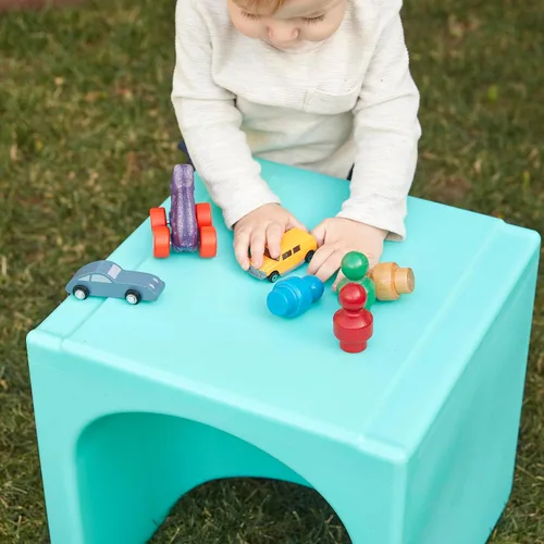 Vista 10 de ECR4Kids Tri-Me - Juego de mesa y sillas cubo, muebles multiusos, color aguamarina, 3 piezas