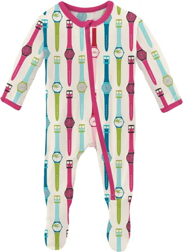 Vista 24 de KicKee Baby & Toddler - Pijama de viscosa ultrasuave de bambú con patas abatibles y puños