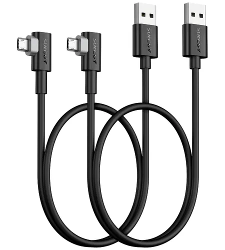 Vista 10 de SUNGUY Cable micro USB corto de 6 pulgadas de 90 grados, 2 unidades, cable micro USB de ángulo recto de carga rápida y sincronización de datos