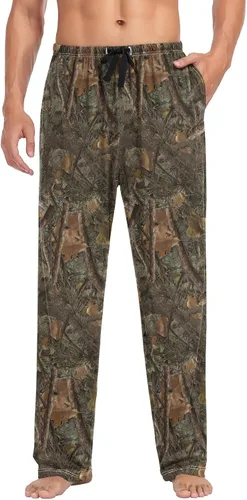 Vista 3 de Pantalones de pijama para hombre, pantalones de pijama para dormir, pantalones de descanso con bolsillos, S, M, L, XL, XXL