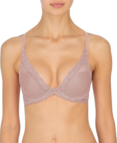 Vista 45 de Natori - Sujetador de encaje para mujer con inmersión, diseño de plumas Cafe