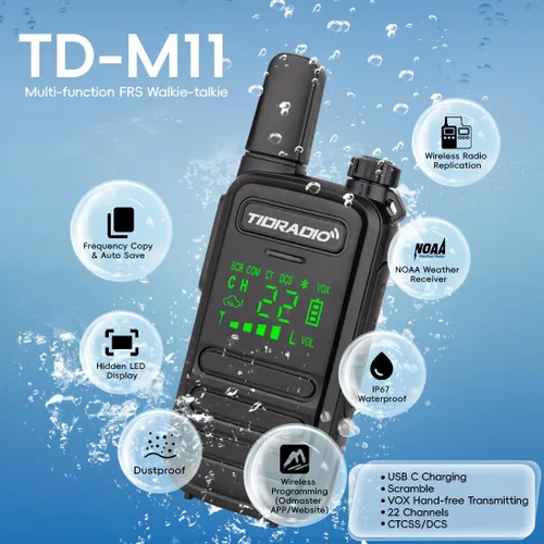 Vista 3 de TIDRADIO TD-M11 Walkie Talkies impermeable IP67, programación Bluetooth de aplicación/web, radios bidireccionales FRS de largo alcance, copia freq