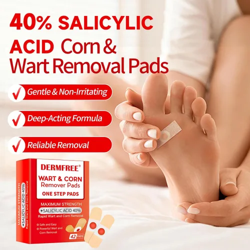 Vista 2 de Almohadillas eliminadoras de verrugas para dedos de pies y pies, 40% ácido salicílico, solución segura y eficaz para el cuidado de los pies
