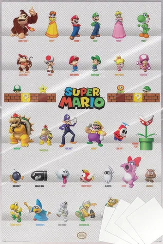 Vista 8 de Super Mario - Póster de videojuegos (Desfile de personajes - todos los personajes) (Tamaño: 24 x 36 pulgadas) (póster laminado)