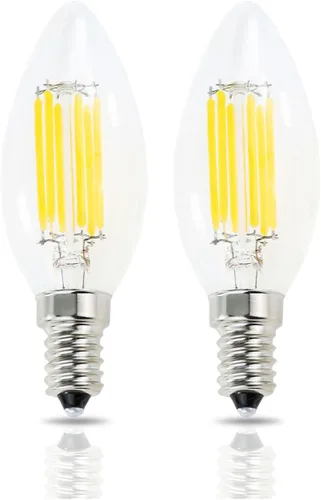 Vista 11 de Filamento LED con base de tornillo europea E14 con forma de bala C35, 2 W, blanco cálido 2700 K, equivalente a 20 vatios incandescente, no regulable