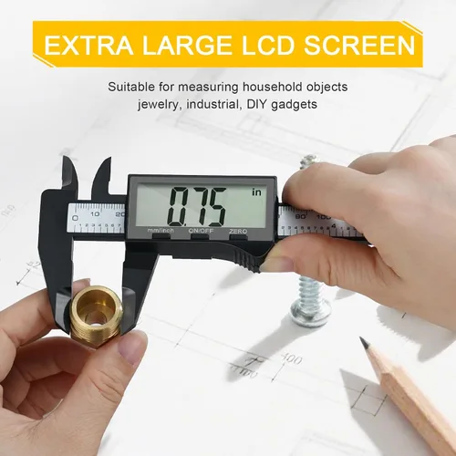 Vista 2 de Calibre digital, calibre Sangabery de 6 pulgadas con pantalla LCD extragrande, herramienta de medición de pinzas Vernier de plástico, regla