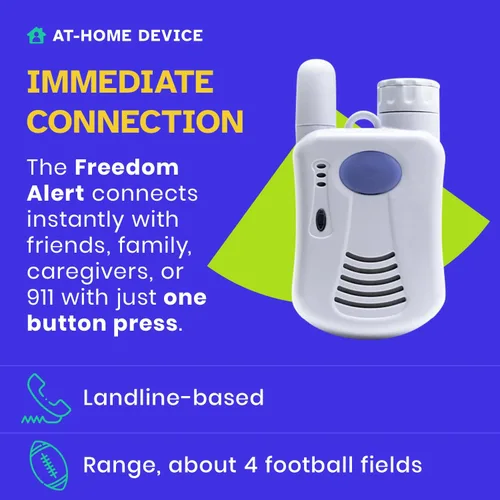 Vista 4 de Freedom Alert, Dispositivo de Emergencia Personal para Línea Fija, Llamada Bidireccional con Familia y Policía para Seguridad en el Hogar