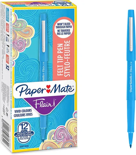 Vista 10 de Paper Mate Flair Original - Bolígrafo de punta de fieltro, tamaño mediano, varios colores estándar, paquete de 3