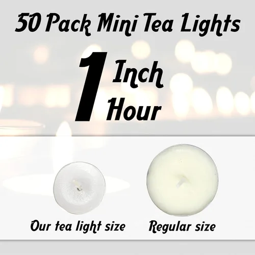 Vista 2 de Mini velas de té a granel - 50 velas de viaje blancas sin perfume para Shabat