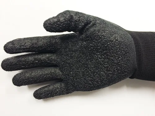 Vista 2 de L/6 pares diesel negro guantes de seguridad látex recubierto agarre resistente al corte