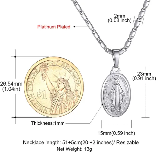 Vista 6 de GOLDCHIC JEWELRY Cruz INRI Crucifijo Colgante Collar, Virgen María Milagrosa Medalla Collares, Jesús Christain Jewelry