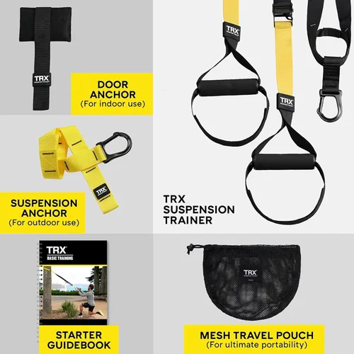 Vista 6 de TRX Formación. Entrenador de suspensión basic kit + ancla para puerta, complete full body entrenamientos para el hogar y en la carretera.
