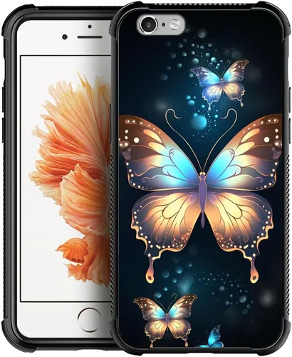 Vista 329 de Funda compatible con iPhone 8, a prueba de golpes, antiarañazos, bandera de ciervos de cola blanca de grano de madera estadounidense