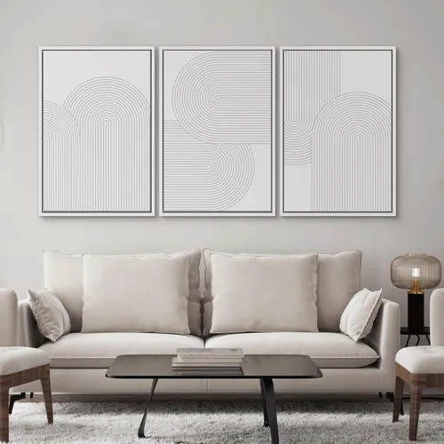 Vista 506 de SIGNWIN Lienzo enmarcado para pared, juego de arte pastel con cadena montañosa, bosque, niebla, naturaleza silvestre, ilustraciones modernas, arte