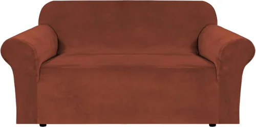 Vista 46 de H.VERSAILTEX Fundas de terciopelo elástico para sofá de dos plazas, fundas para sofá de 2 cojines para sala de estar, fundas deslizables con correas