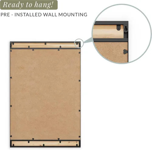 Vista 6 de Barnyard Designs Espejo de pared de madera estilo casa de campo de 24 x 36 pulgadas, espejo moderno con marco de metal rústico y madera para tocador