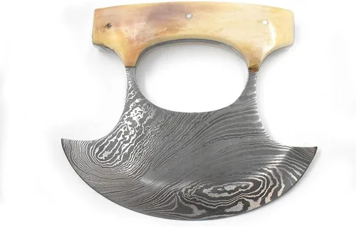 Vista 3 de Chef Kitchen Alaskan Ulu cuchillo Crescent Blade Bone Handle (DM)