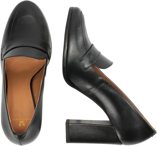 Vista 4 de MOOMMO Zapatos de tacón grueso de bloque para mujer, punta redonda cerrada, sin cordones, Oxford, tacón alto, oficina, negocios, 4-13 M de EE. UU