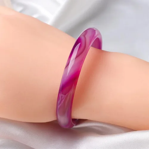 Vista 2 de Purple Agate Bracelet for Women Natural Genuine Violet Chalcedony Jade Bangle Jewellery Box Gift with Certificate