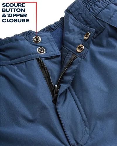 Vista 4 de Reebok Pantalones de nieve para niños Pantalones de snowboard pesados impermeables con bolsillos tipo cargo, polainas de nieve Pantalones de esquí