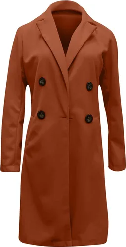 Vista 2 de Long Winter Coats for Women Double Breasted Blazer Camel Pea Trench Coats Lapel Workout Jacket Womens Fall Fashion