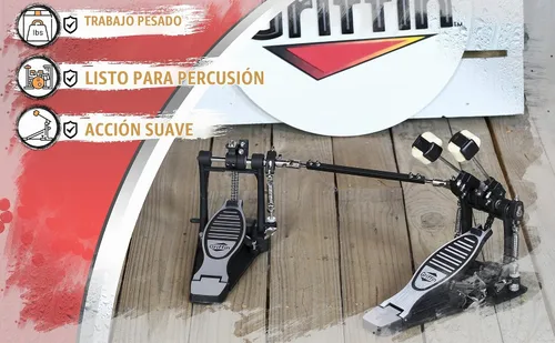 Vista 7 de GRIFFIN Pedal de bombo doble (Serie Quick-Kick) – Juego de tablas de pie de alta resistencia, cadena doble con batidores cuádruples para batería