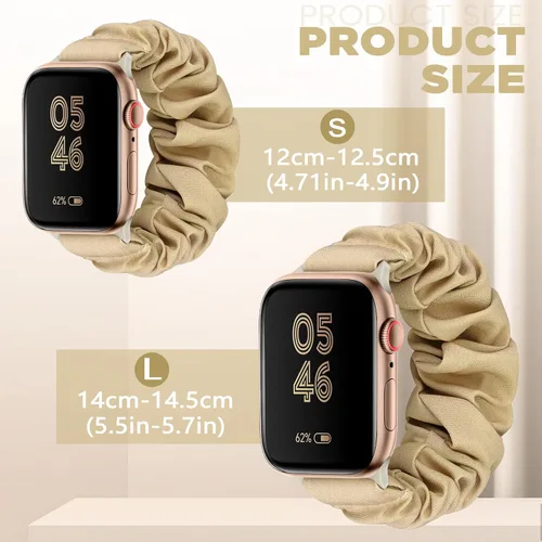 Vista 3 de Paquete de 4 bandas elásticas Scrunchie compatibles con Apple Watch de 38 mm, 40 mm, 41 mm, 42 mm, 44 mm, 45 mm, 49 mm, bandas elásticas con bonito