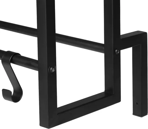 Vista 6 de MyGift Estante para pelotas montado en la pared, 3 niveles de gimnasio, equipo de ejercicio, organizador de almacenamiento, estante con 4 ganchos