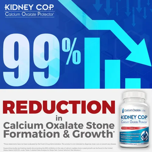 Vista 2 de Kidney COP - Protector de oxalato de calcio 120 cápsulas, soporte renal patentado para cristales de oxalato de calcio, ayuda a detener