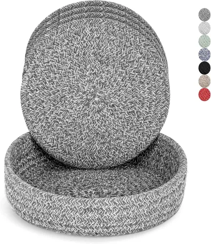 Vista 11 de Salvamanteles para platos calientes, ollas y sartenes, almohadillas calientes con cesta de almacenamiento, soportes para ollas para cocina, tapete