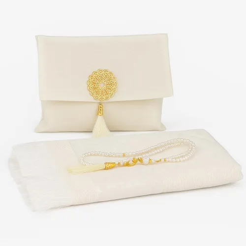 Vista 8 de BABY SHOWER CHOCOLATE Juego de alfombra de oración musulmana y Tasbeeh con bolsa Shantung portátil de alta calidad, suave Janamaz Sajadah